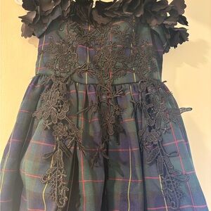 Floral Plaid Dress with Lace Accents Trish Scully